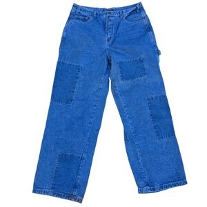 Vintage‎ No Boundaries Y2K Carpenter Baggy Patchwork Blue Denim Jeans Mens 34X30